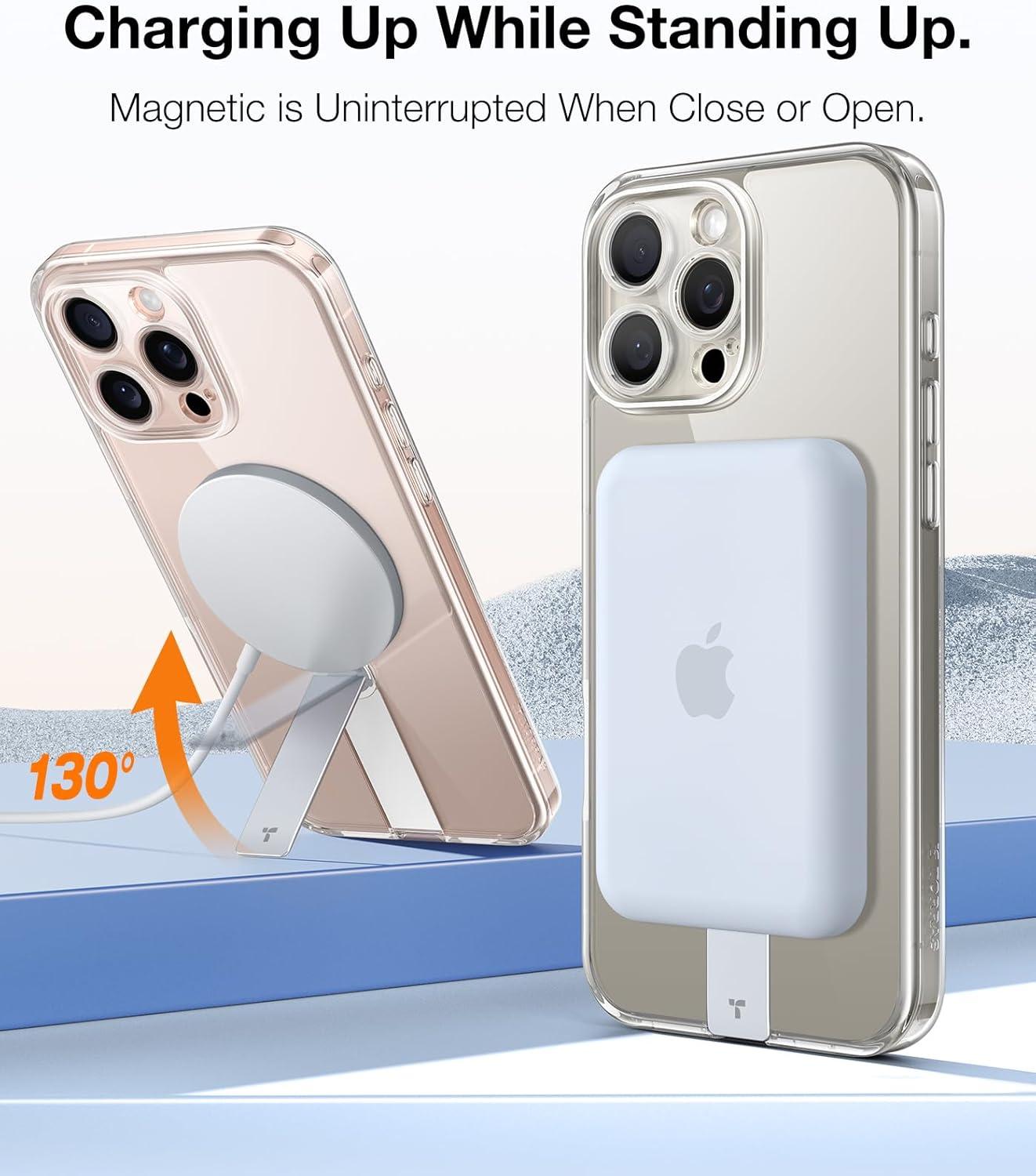 imageTORRAS 360 Stand Magnetic Case for iPhone 16 Case Full Camera ProtectionFit for MagSafe16FT MilGrade Drop Protection Slim Case for 16 iPhone Phone Case with Kickstand 61 Diamond ClearClear