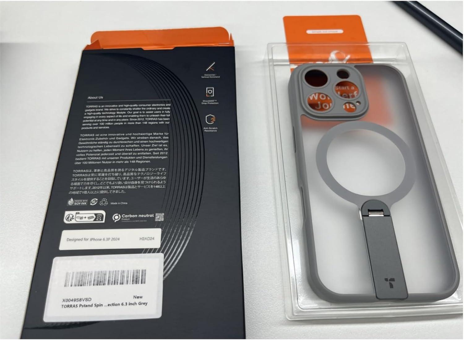 imageTORRAS 360 Stand Magnetic Case for iPhone 16 Case Full Camera ProtectionFit for MagSafe16FT MilGrade Drop Protection Slim Case for 16 iPhone Phone Case with Kickstand 61 Diamond ClearNatural Titanium