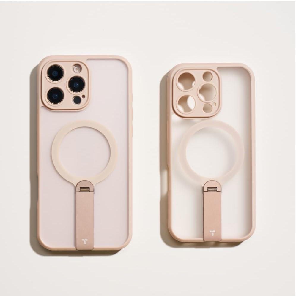 imageTORRAS 360 Stand Magnetic Case for iPhone 16 Case Full Camera ProtectionFit for MagSafe16FT MilGrade Drop Protection Slim Case for 16 iPhone Phone Case with Kickstand 61 Diamond ClearRose Gold Pink