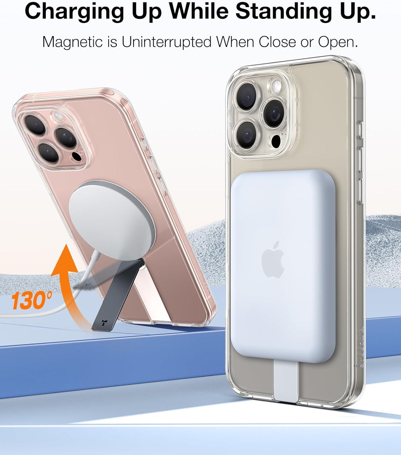 imageTORRAS 360 Stand Magnetic Case for iPhone 16 Case Full Camera ProtectionFit for MagSafe16FT MilGrade Drop Protection Slim Case for 16 iPhone Phone Case with Kickstand 61 Diamond ClearClear