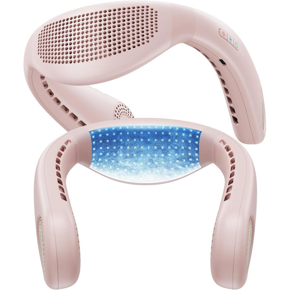 imageTORRAS COOLiFY Air 2025 Upgraded Neck Fan Air Conditioner DualAirflow Pro Cooling Ultra Light Portable Fan Rechargeable Personal Cooling Fan Travel Essentials Gifts for Dad Husband Father BlackPink