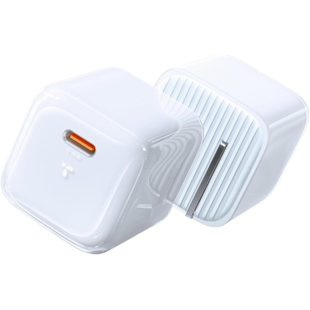 imageTORRAS IceNano 30W Charger for iPhone USB C GaN30 TechPD30 Fast Charging Foldable Charger Block for iPhone 17 Pro Max1615 iPad Samsung Google Glacier Blue 55ft USBC Cable IncludedGlacier White