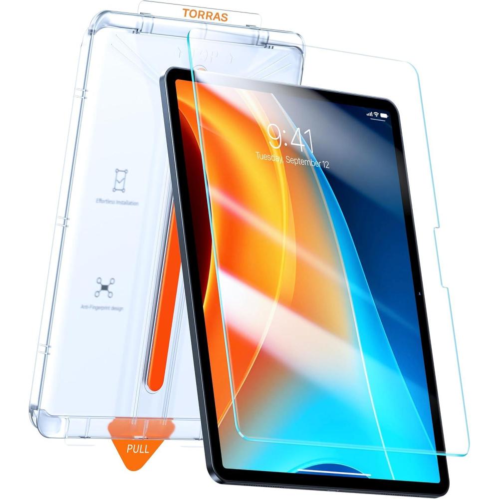 imageTORRAS for iPad Pro 13 Inch Screen Protector M5 2025 amp M4 2024 Military Grade Shatterproof TOP 9H Tempered Glass OnePull Installation AntiScratch Bubble Free Apple Pencil Compatible HD ClarityiPad Pro 11 M5 2025 2024 M4