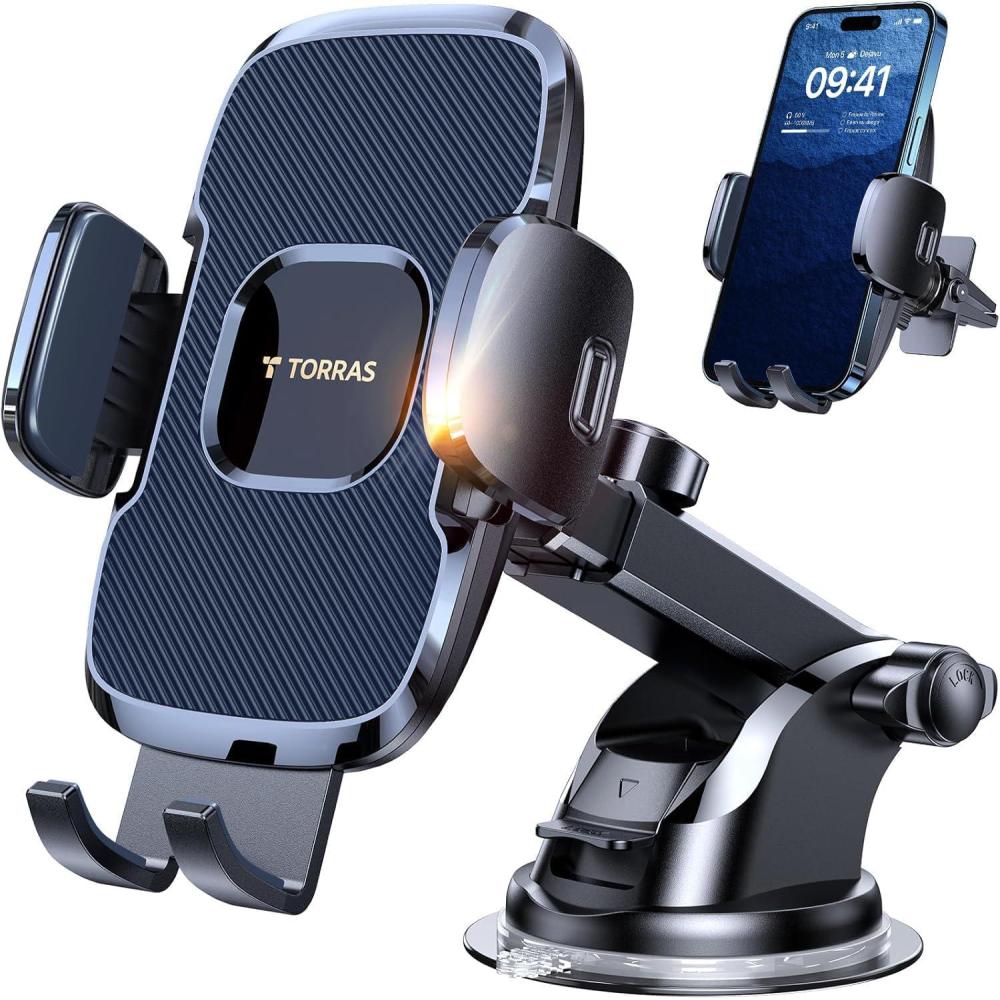 imageTORRAS MilitaryGrade Phone Holders for Your Car96LBS Strongest SuctionCar Phone Holder Mount UltraDurable Cell Phone Car Mount Truck for Dashboard Windshield Vent for iPhone 17 16 15 Pro Max AirNavy Blue