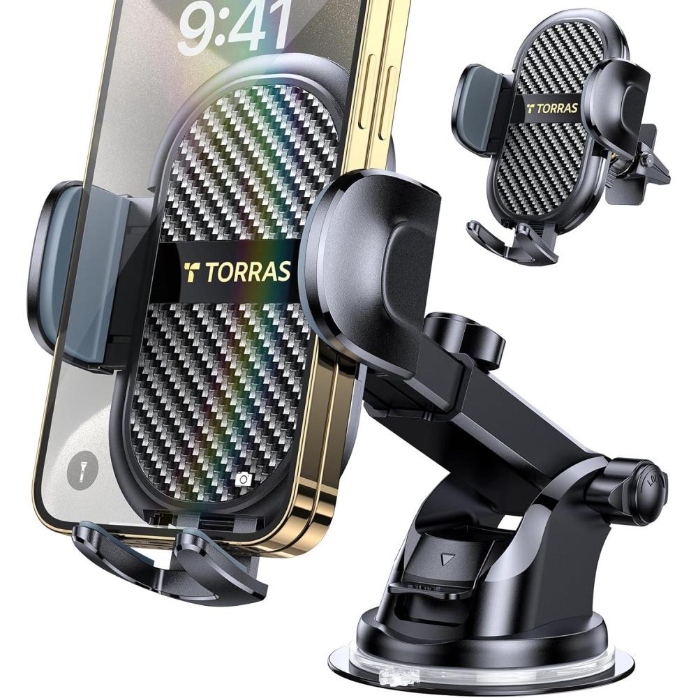 imageTORRAS Upgraded Cell Phone Holder for Car Thick Case amp Heavy Phone Friendly 3 in 1 Car Phone Holder Mount Dashboard Air Vent Windshield Fit for iPhone 15 14 13 12 11 Pro Max Samsung Galaxy Ultra