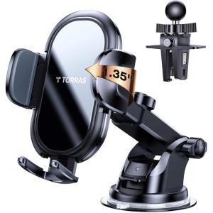 TORRAS Cell Phone Holder for Car [Military-Grade Durable] 3 in 1 Car Phone Holder Mount Dashboard Air Vent Windshield Fit for iPhone 16 15 14 13 Pro Max Samsung 23+ Galaxy Note Ultra