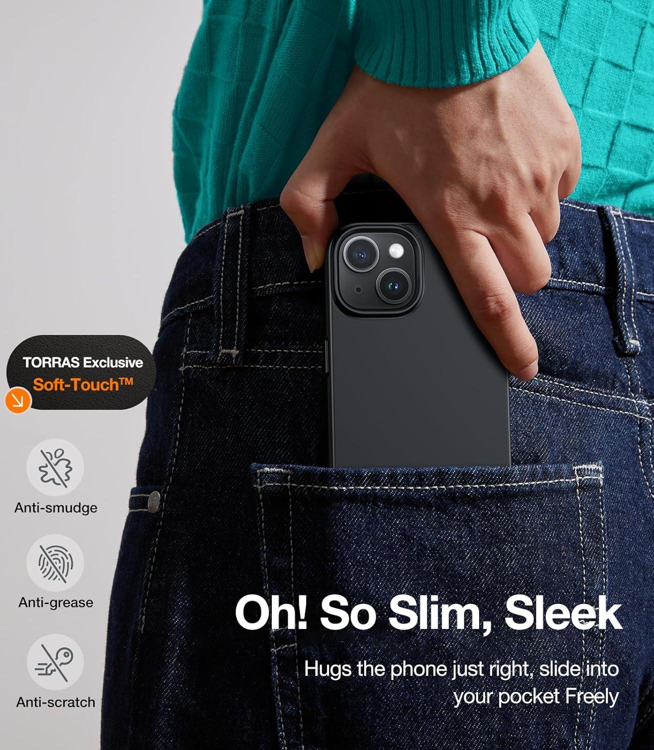 imageTORRAS Magnetic Slim Fit Designed for iPhone 14 Pro Case Ultra Thin Strong Magnetic Velvety Touch AntiScratch Compatible with MagSafe Cover Phone Case for iPhone 14 Pro Space BlackBlack