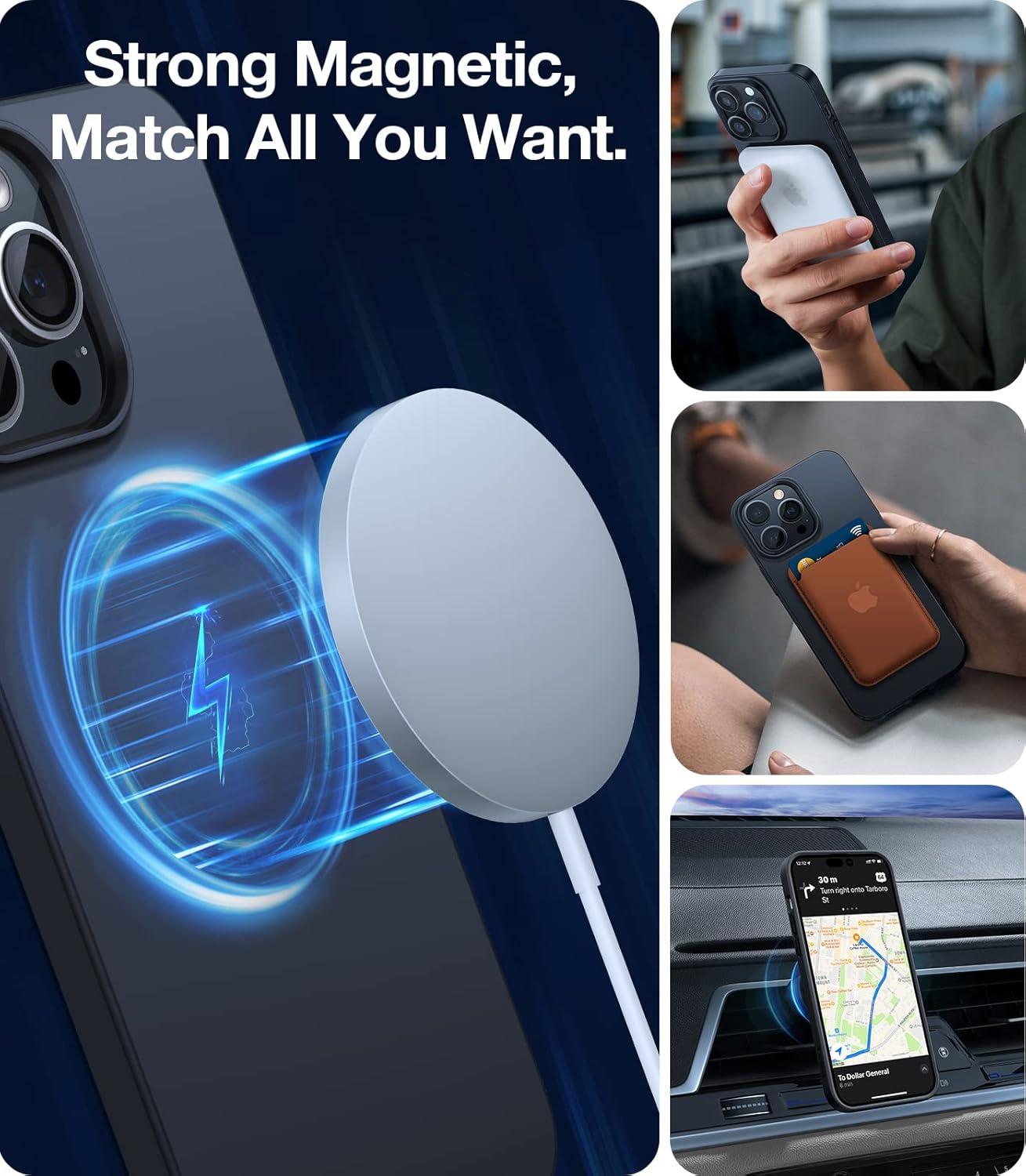 imageTORRAS Magnetic Slim Fit Designed for iPhone 14 Pro Case Ultra Thin Strong Magnetic Velvety Touch AntiScratch Compatible with MagSafe Cover Phone Case for iPhone 14 Pro Space BlackBlack