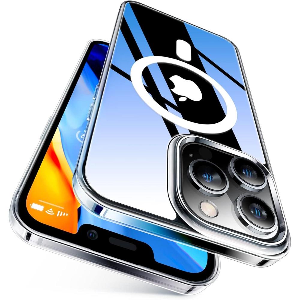 imageTORRAS Magnetic Designed for iPhone 13 Pro Max Case Military Grade Drop Tested Compatible with MagSafe Shockproof Translucent Hard Back Soft Slim Protective Case for iPhone 13 Pro Max BlueClear