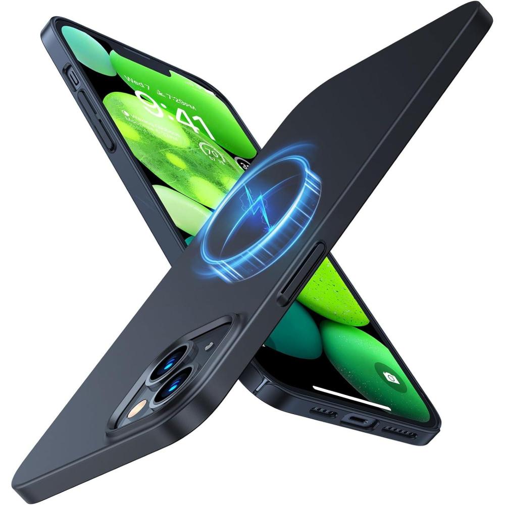 imageTORRAS Magnetic Slim Fit Designed for iPhone 14 Pro Case Ultra Thin Strong Magnetic Velvety Touch AntiScratch Compatible with MagSafe Cover Phone Case for iPhone 14 Pro Space BlackBlack