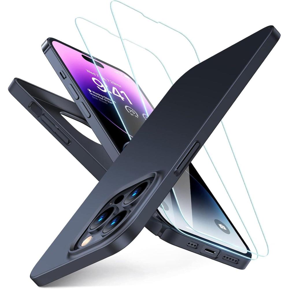 imageTORRAS Slim Fit Designed for iPhone 14 Pro Max Case 67 inch UltraThin 14 Pro Max Case 2022 Lightweight Hard PC Cover Phone Cases Black OriginFit  67 inch UltraThin 14 Pro Max Case 2022 Lightweight Hard PC CoverScreenBlack Set