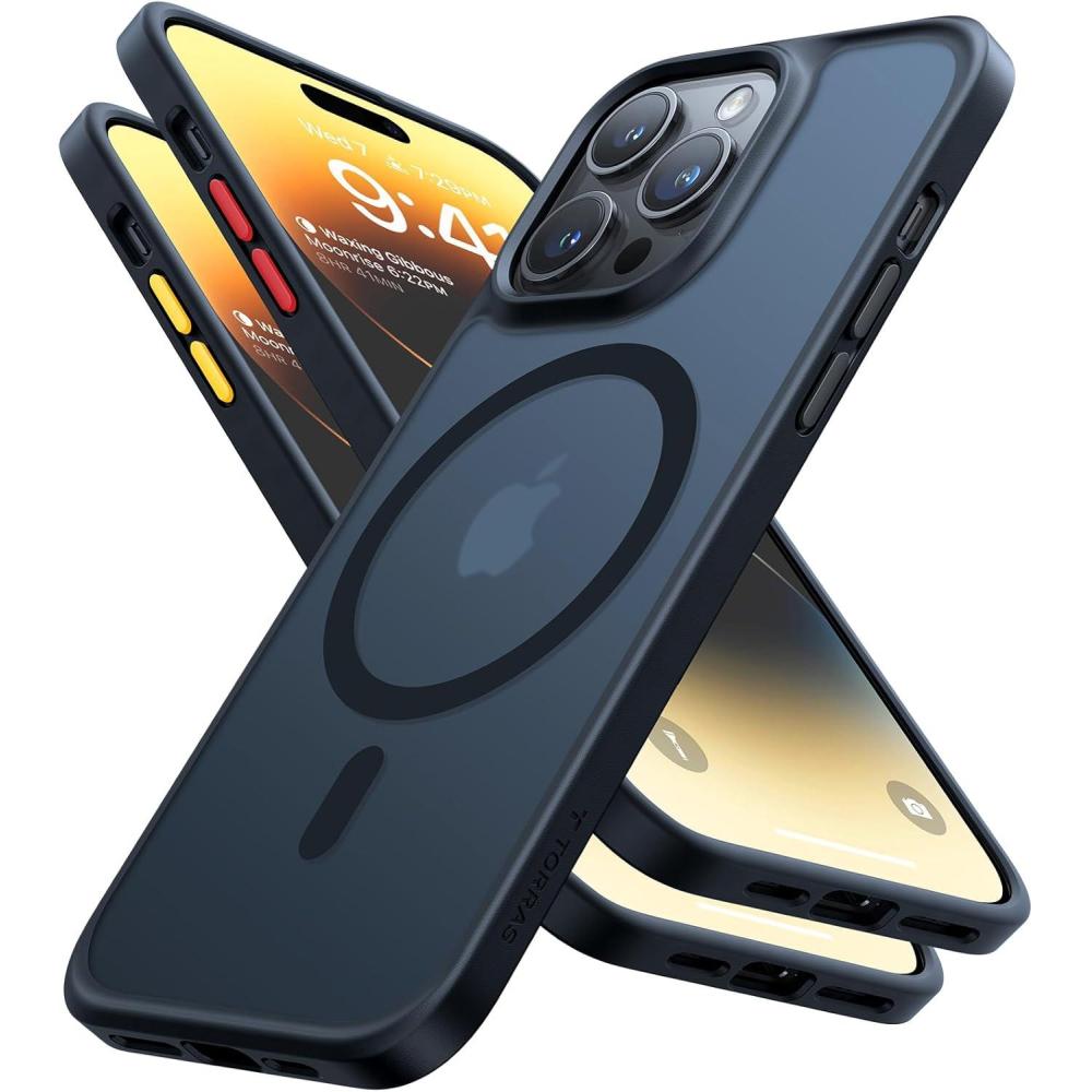 imageTORRAS Upgraded Stronger Magnetic for iPhone 14 Pro Case 12 FT Military Grade Drop Tested Compatible with MagSafe Scratch Resistant for iPhone 14 Pro Phone Case Aramid Fiber BackBlack Edge1 Translucent Black