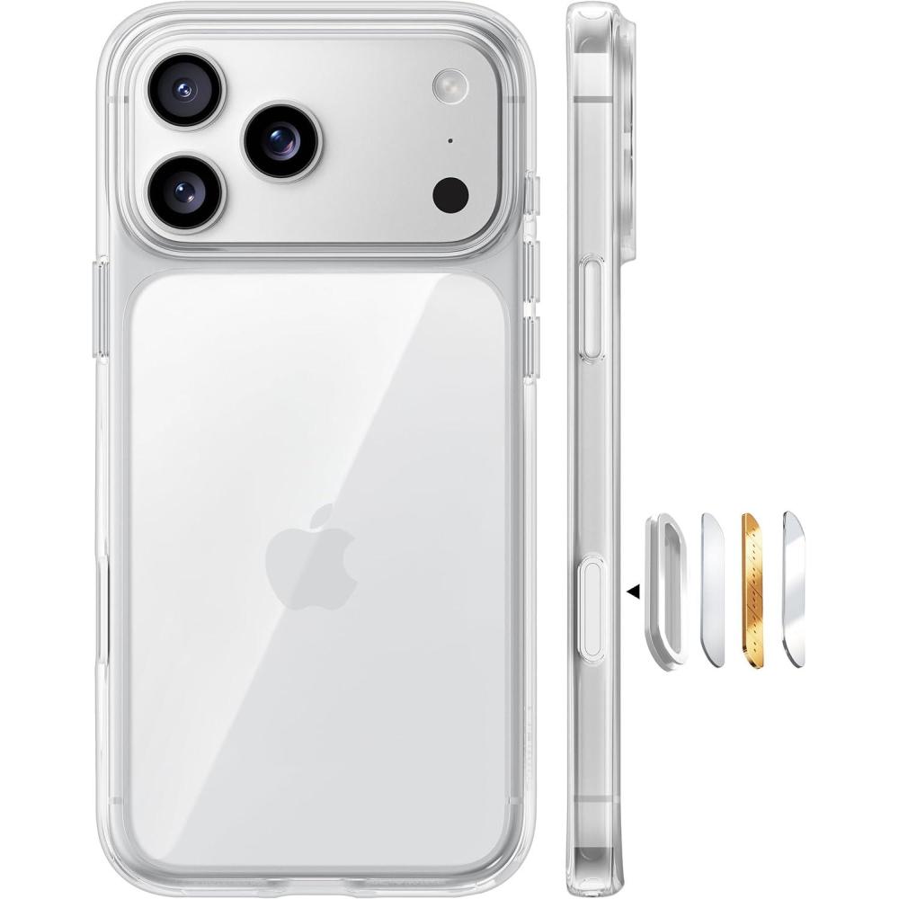 imageTORRAS for iPhone 17 Pro Case Beyond MilitaryGrade Protection Camera Control Button DIY Buttons Translucent Matte Slim Thin Shockproof Hard Back AntiScratch Phone case for iPhone 17 Pro BlackClear17Pro