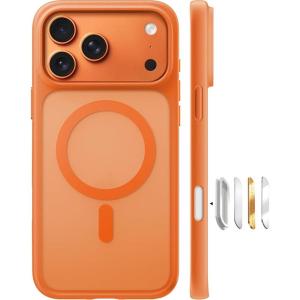 TORRAS Magnetic Designed for iPhone 13 Pro Max Case, [Military Grade Drop Tested] [Compatible with MagSafe] Shockproof Translucent Hard Back Soft Slim Protective Case for iPhone 13 Pro Max, Blue(Orange)