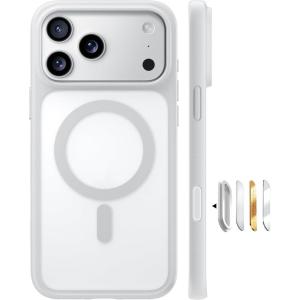 TORRAS Magnetic Designed for iPhone 13 Pro Max Case, [Military Grade Drop Tested] [Compatible with MagSafe] Shockproof Translucent Hard Back Soft Slim Protective Case for iPhone 13 Pro Max, Blue(Silver White)