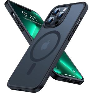 TORRAS Magnetic Designed for iPhone 13 Pro Max Case, [Military Grade Drop Tested] [Compatible with MagSafe] Shockproof Translucent Hard Back Soft Slim Protective Case for iPhone 13 Pro Max, Blue(Black)