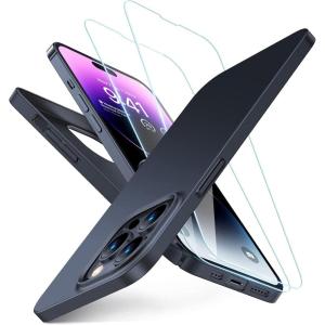 TORRAS Slim Fit Designed for iPhone 14 Pro Max Case 6.7 inch, Ultra-Thin 14 Pro Max Case 2022, Lightweight Hard PC Cover Phone Cases, Black, OriginFit | 6.7 inch, Ultra-Thin, 14 Pro Max Case, 2022, Lightweight, Hard PC Cover(Screen-Black Set)