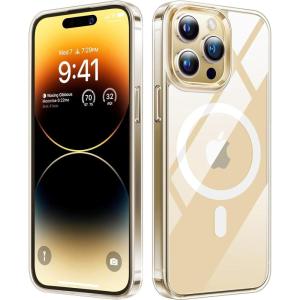 TORRAS Upgraded Stronger Magnetic for iPhone 14 Pro Case, 12 FT Military Grade Drop Tested, Compatible with MagSafe, Scratch Resistant for iPhone 14 Pro Phone Case, Aramid Fiber Back/Black Edge(2 Clear)