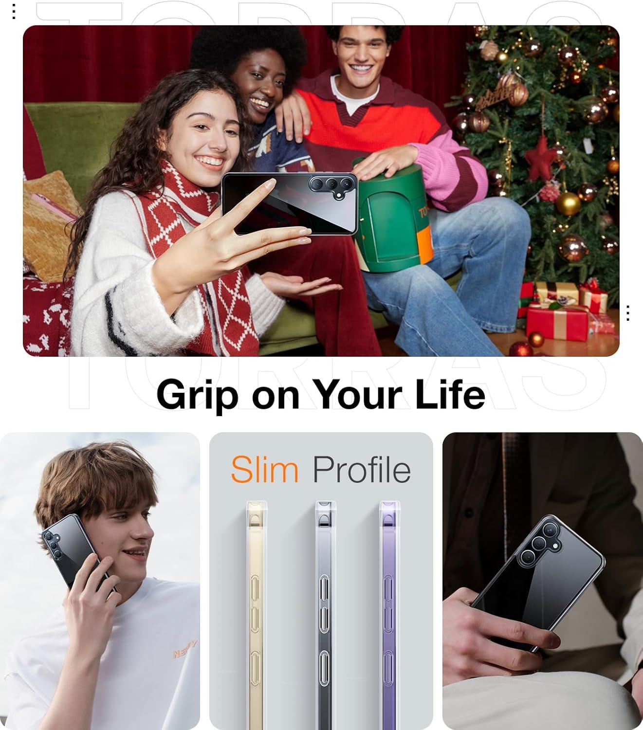 imageTORRAS Diamond Clear Designed for Samsung Galaxy S24 Ultra Case 12FT Military Grade Drop Tested Never Yellowing Hard Back Soft Edge Slim Thin Shockproof Phone Case for Galaxy S24 Ultra 68 ClearClear