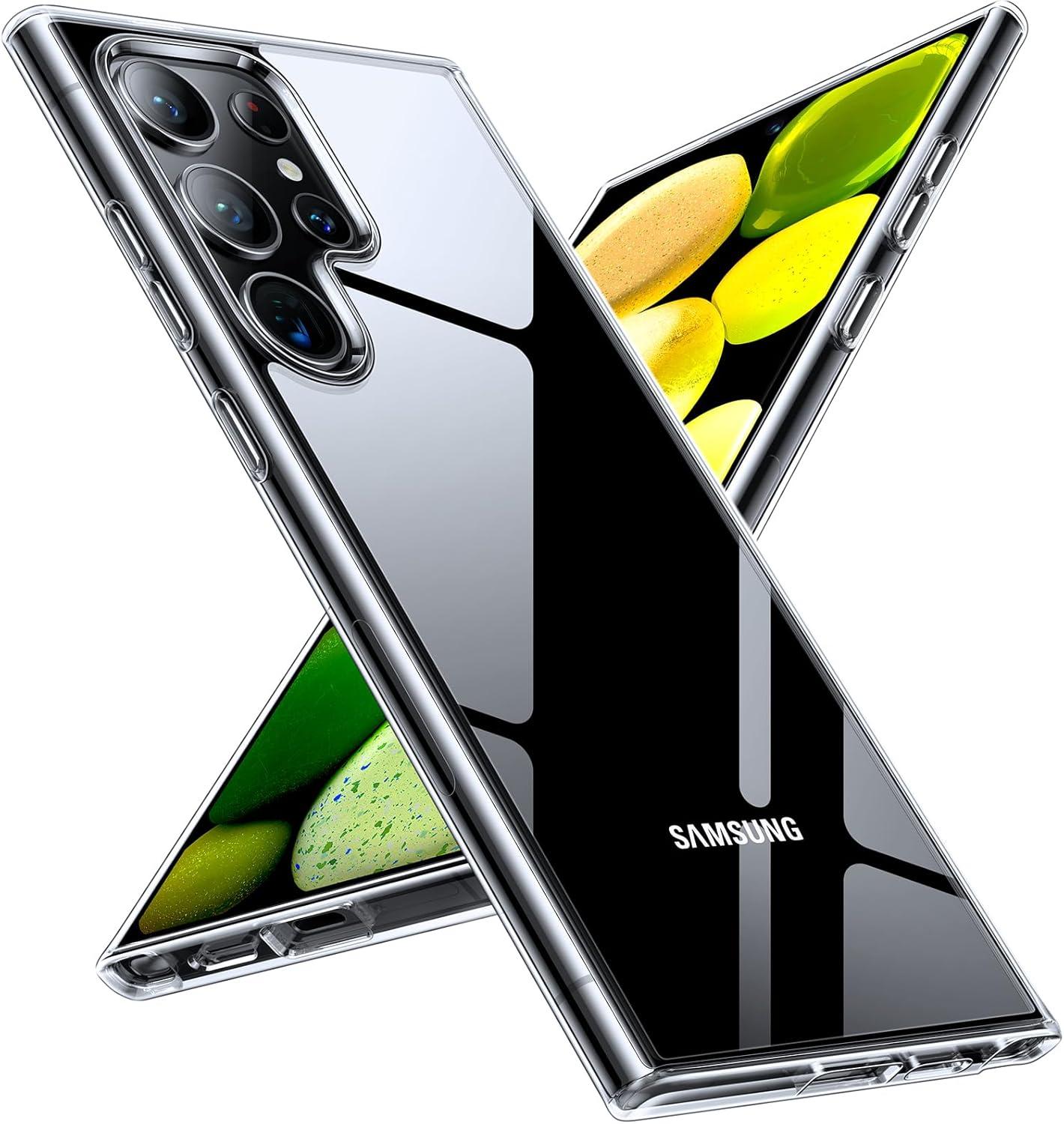 imageTORRAS Diamond Clear Designed for Samsung Galaxy S24 Ultra Case 12FT Military Grade Drop Tested Never Yellowing Hard Back Soft Edge Slim Thin Shockproof Phone Case for Galaxy S24 Ultra 68 ClearClear