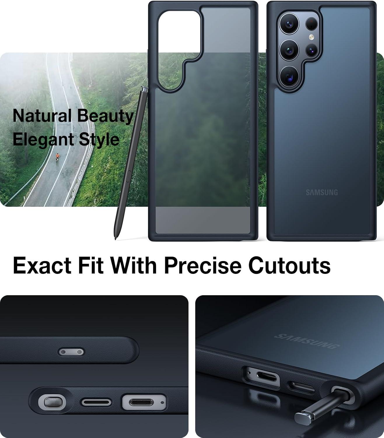 imageTORRAS Diamond Clear Designed for Samsung Galaxy S24 Ultra Case 12FT Military Grade Drop Tested Never Yellowing Hard Back Soft Edge Slim Thin Shockproof Phone Case for Galaxy S24 Ultra 68 ClearBlack