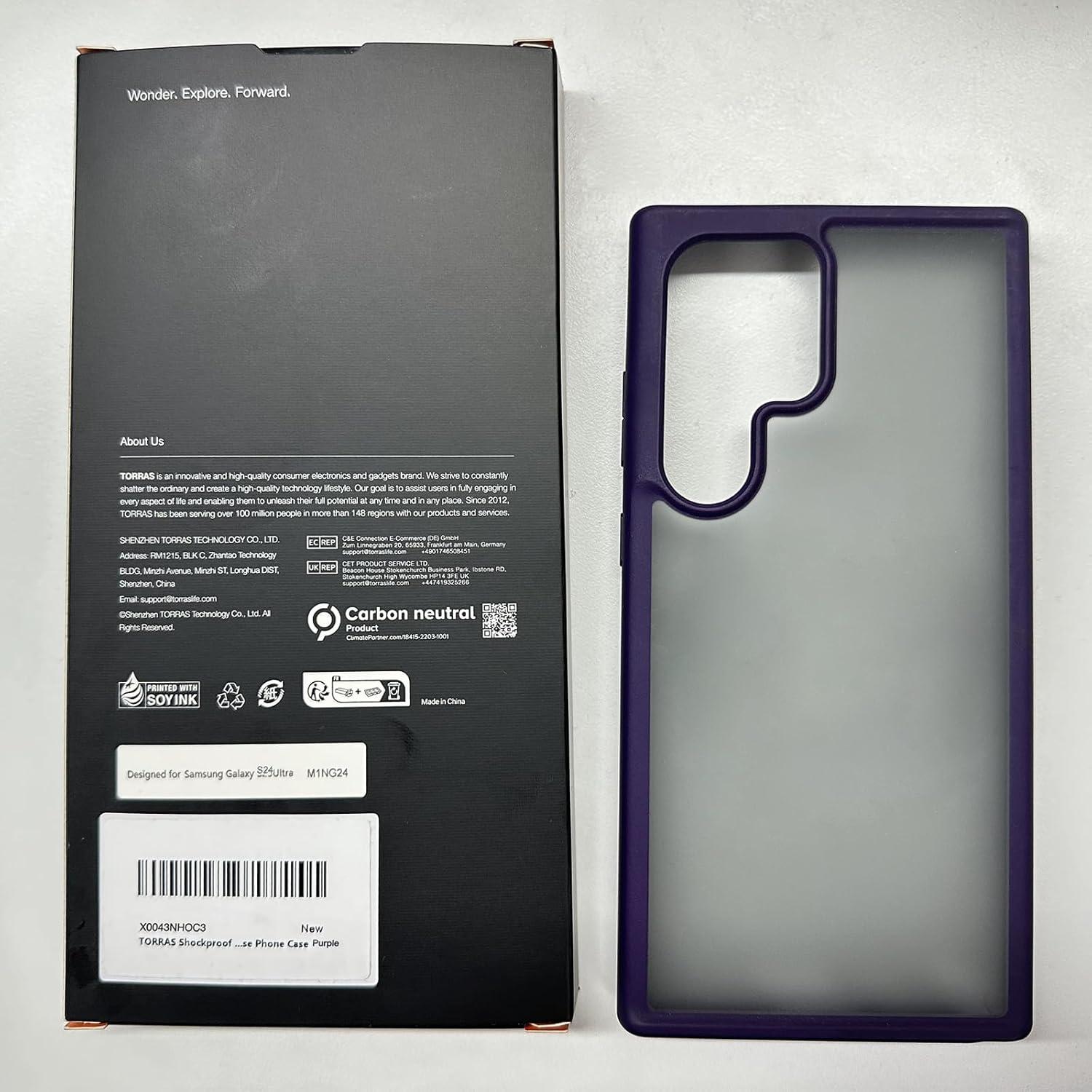 imageTORRAS Shockproof Compatible for Samsung Galaxy S21 Ultra Case Military Grade Drop Tested S21 Ultra Case Translucent Matte Hard Back with Soft Edge Slim Thin Galaxy S21 Ultra Case Matte BlackPurple