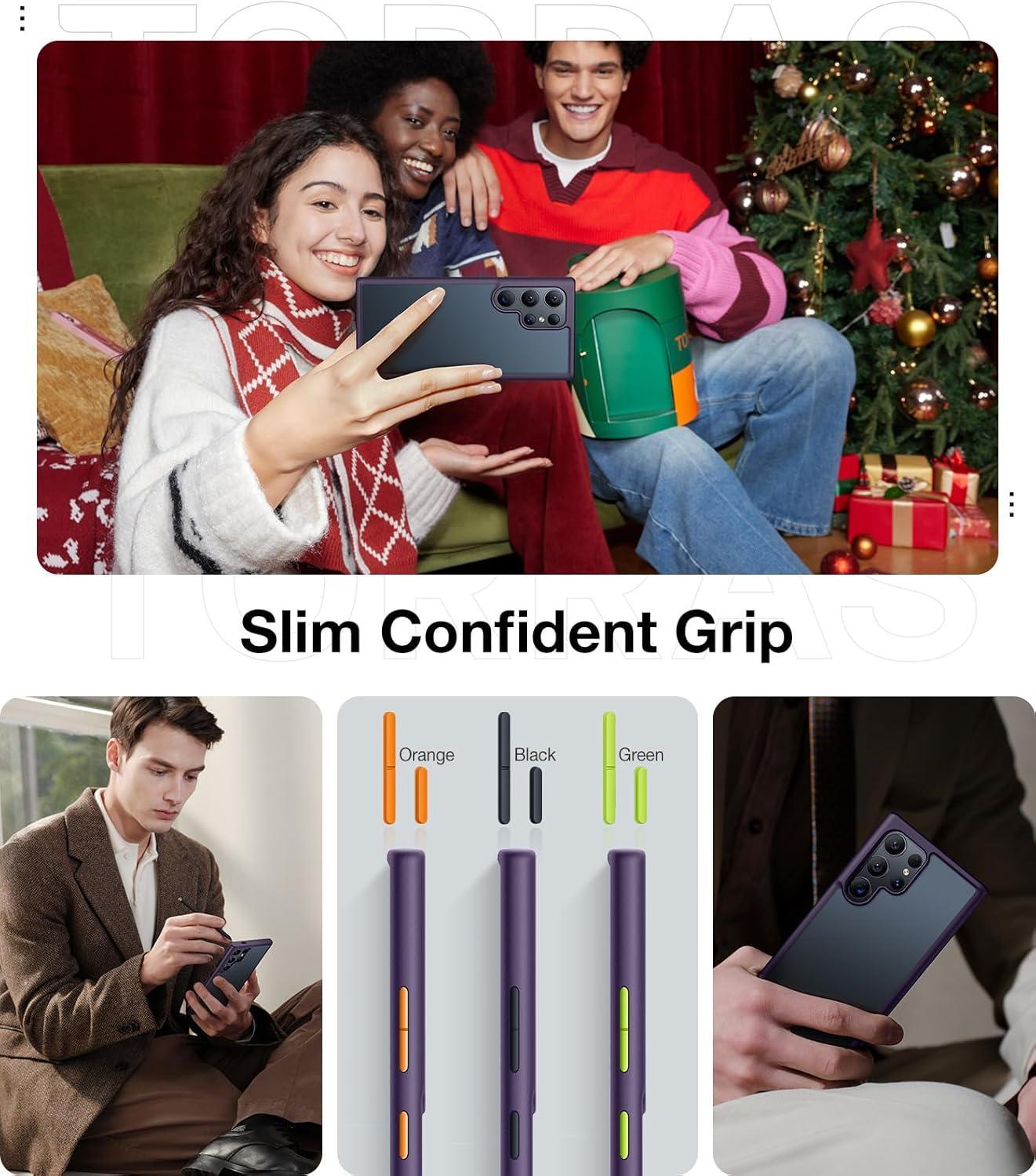 imageTORRAS Shockproof for Samsung Galaxy S24 Case 62 12FT Military Grade Drop Tested Translucent Matte Hard Back amp Soft Edge Thin Slim Protective Galaxy S24 Case 5G Guardian Series BlackPurple