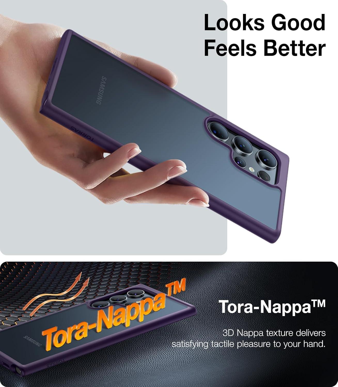 imageTORRAS Shockproof for Samsung Galaxy S24 Case 62 12FT Military Grade Drop Tested Translucent Matte Hard Back amp Soft Edge Thin Slim Protective Galaxy S24 Case 5G Guardian Series BlackPurple