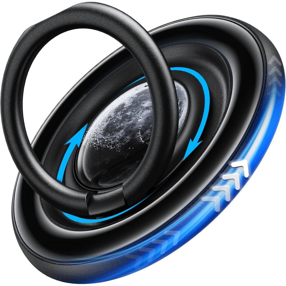 imageTORRAS 360 Fidget Spinner Magnetic Phone Grip Ring Holder Kickstand Fit for PopSocket MagSafe Accessories Removable for iPhone 161514 13 12 ProMaxSamsung Galaxy Google Ostand SpinRing Black