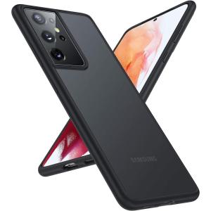 TORRAS Shockproof Compatible for Samsung Galaxy S21 Ultra Case, [Military Grade Drop Tested] S21 Ultra Case, Translucent Matte Hard Back with Soft Edge Slim Thin Galaxy S21 Ultra Case, Matte Black(Phantom Black)