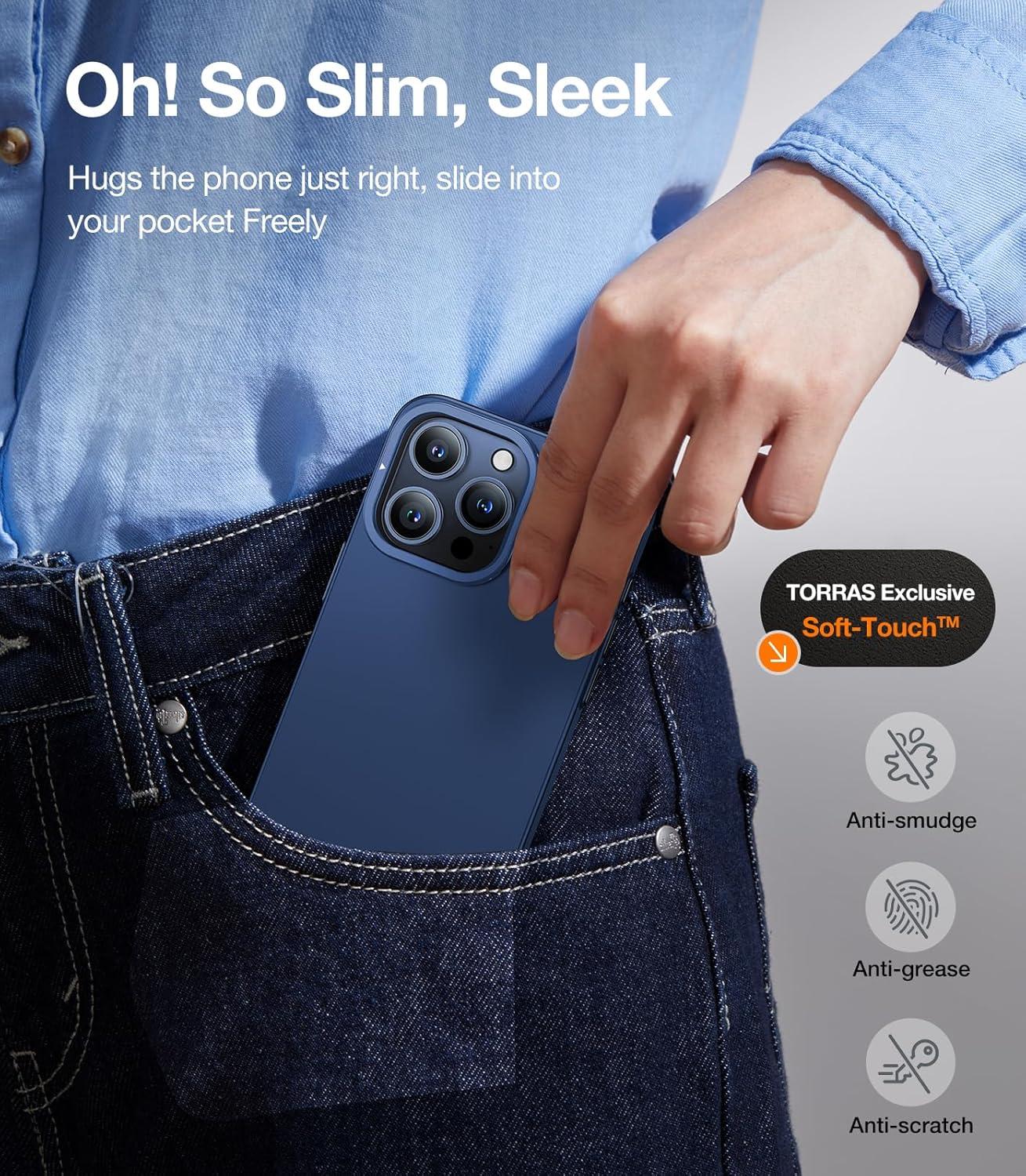 imageTORRAS Magnetic Slim Fit for iPhone 16 Pro Max Case with Stand Compatible with MagSafe Builtin Stash Stand Thin 16 ProMax Case Light AntiScratch Matte Hard PC 69 inch Desert TitaniumBlue