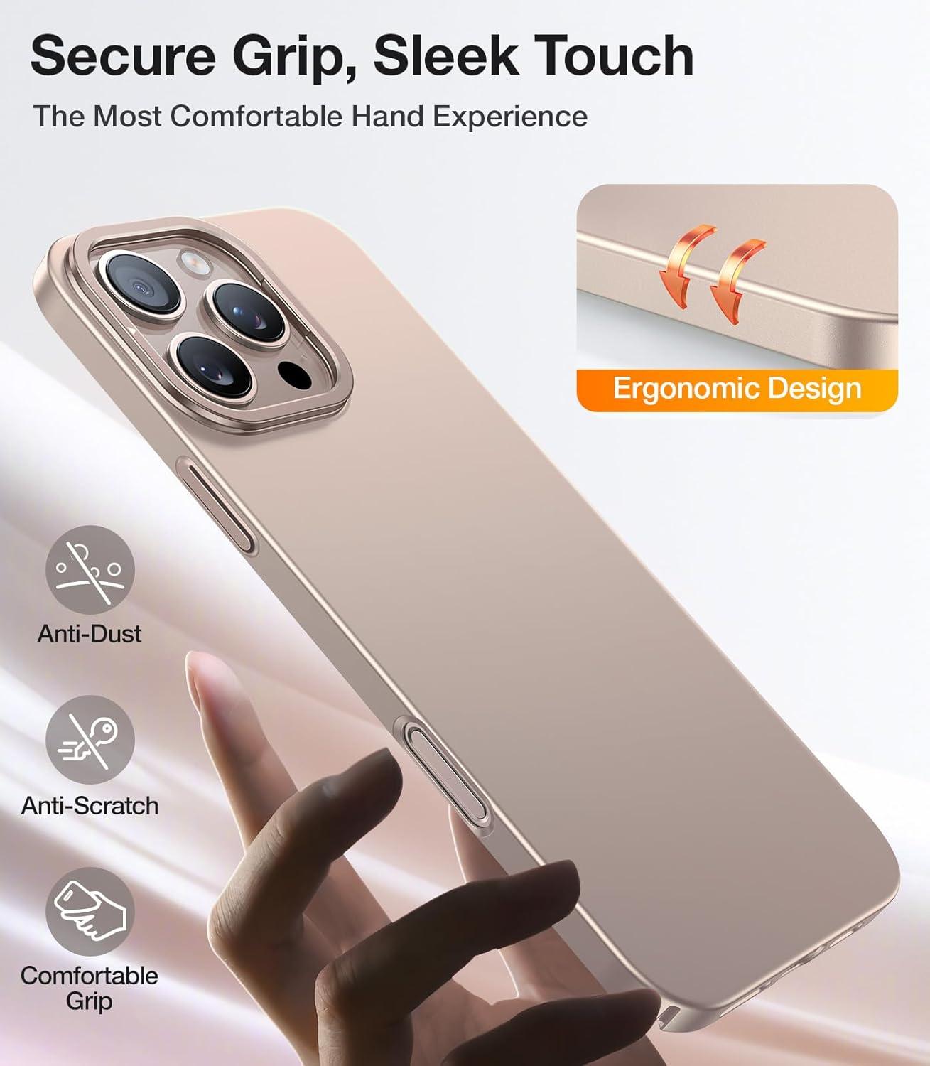 imageTORRAS Magnetic Slim Fit for iPhone 16 Pro Max Case with Stand Compatible with MagSafe Builtin Stash Stand Thin 16 ProMax Case Light AntiScratch Matte Hard PC 69 inch Desert Titanium2Desert Titanium