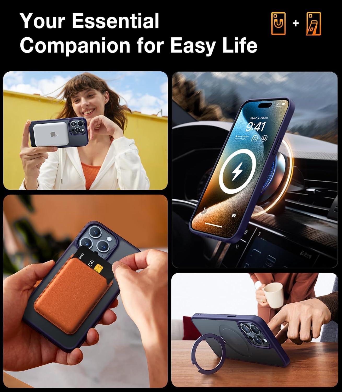 imageTORRAS Magnetic UPRO Ostand Designed for iPhone 12 Case iPhone 12 Pro Case Compatible with Magsafe iPhone 12 Phone Case with Stand MIL Grade Shockproof Back Slim Protective 12 Pro Phone Case BlackPurple