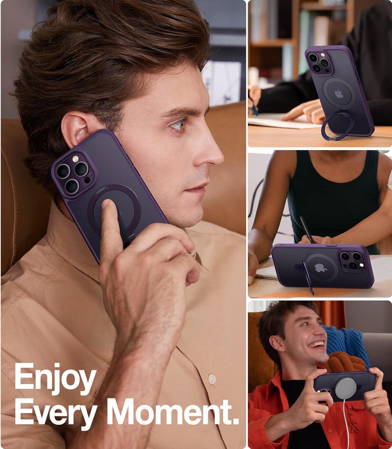 imageTORRAS Magnetic UPRO Ostand Designed for iPhone 12 Case iPhone 12 Pro Case Compatible with Magsafe iPhone 12 Phone Case with Stand MIL Grade Shockproof Back Slim Protective 12 Pro Phone Case BlackPurple