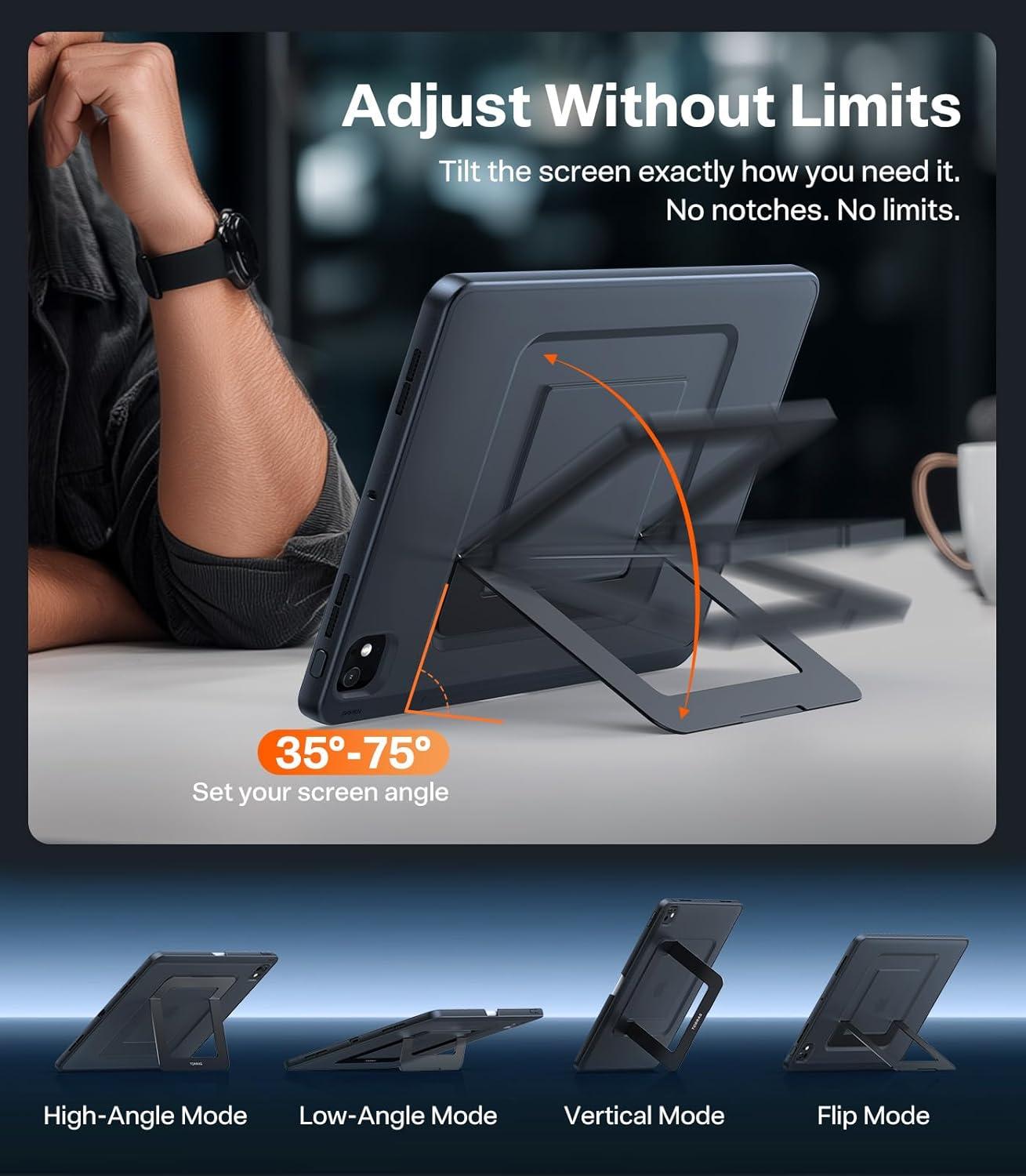 imageTORRAS Ostand K1 Guardian for iPad Pro 129 inch Case 2022 M2 amp 2021 M1 Ultra Stable Stand Multiple Adjustable Viewing Angles Slim Protective Kickstand iPad Pro 129 Case with Pencil Holder BlackBlack