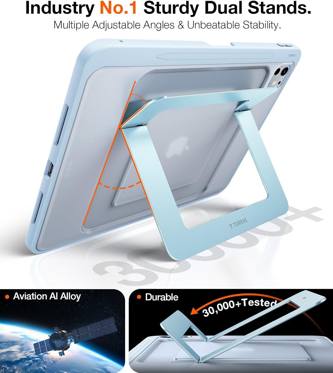 imageTORRAS Ostand K1 Guardian for iPad Pro 129 inch Case 2022 M2 amp 2021 M1 Ultra Stable Stand Multiple Adjustable Viewing Angles Slim Protective Kickstand iPad Pro 129 Case with Pencil Holder BlackBlue