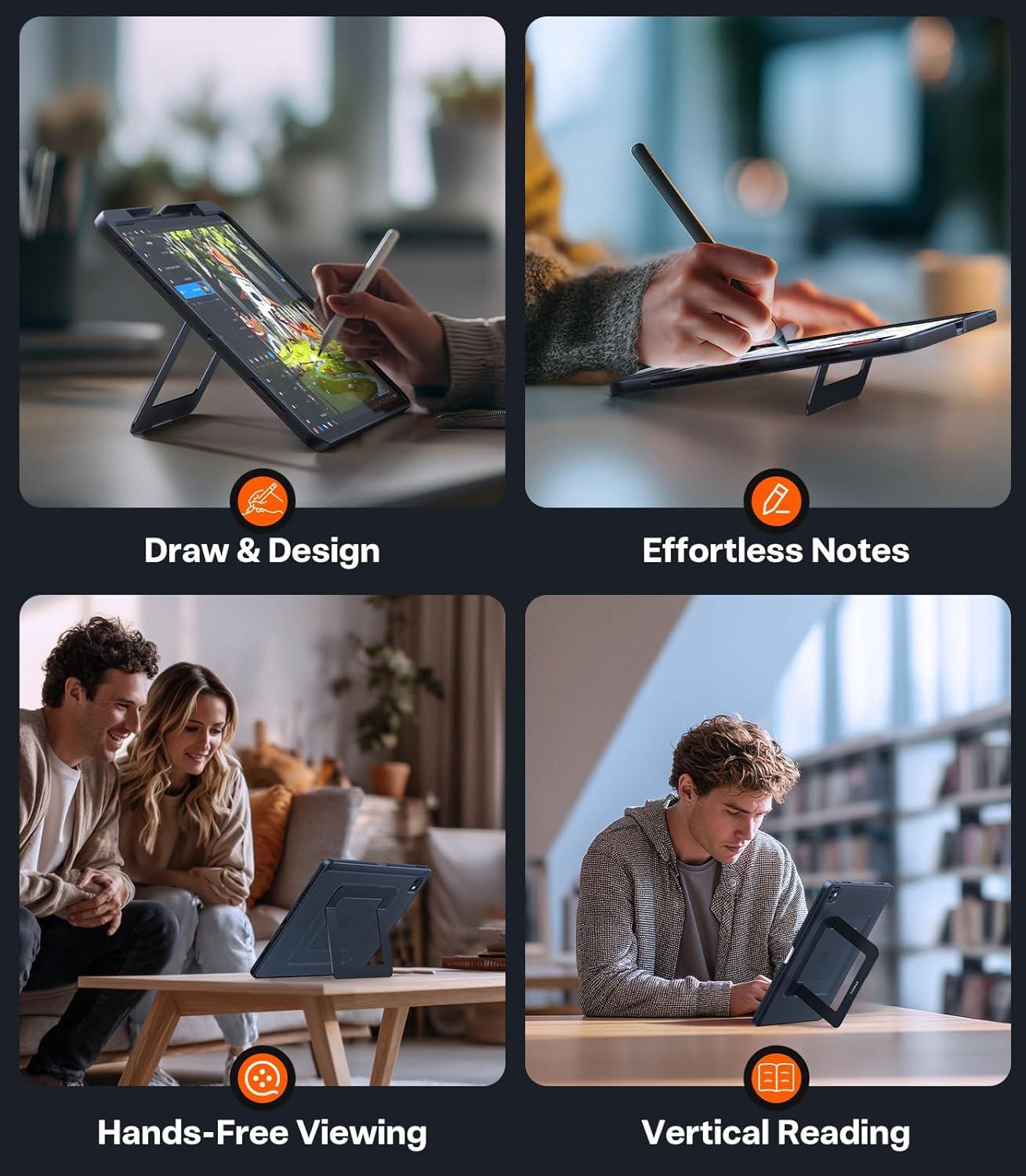 imageTORRAS Ostand K1 Guardian for iPad Pro 129 inch Case 2022 M2 amp 2021 M1 Ultra Stable Stand Multiple Adjustable Viewing Angles Slim Protective Kickstand iPad Pro 129 Case with Pencil Holder BlackBlack