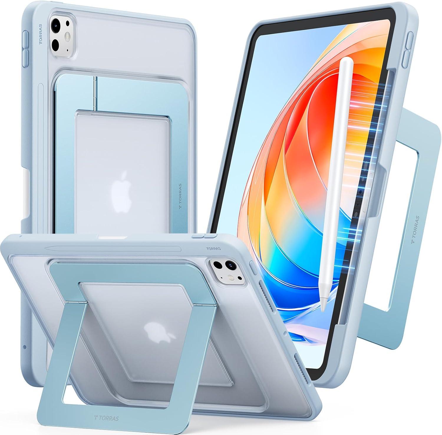 imageTORRAS Ostand K1 Guardian for iPad Pro 129 inch Case 2022 M2 amp 2021 M1 Ultra Stable Stand Multiple Adjustable Viewing Angles Slim Protective Kickstand iPad Pro 129 Case with Pencil Holder BlackBlue