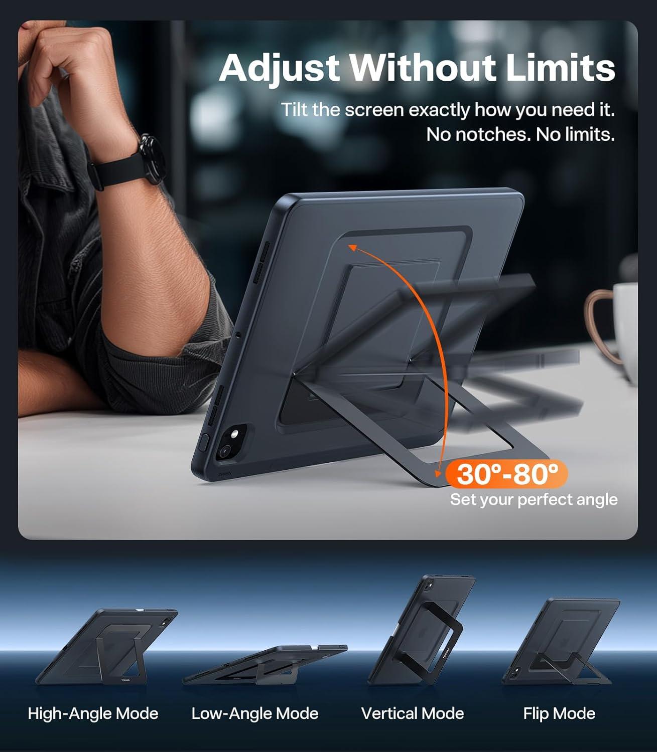 imageTORRAS Ostand K1 Guardian for iPad Pro 129 inch Case 2022 M2 amp 2021 M1 Ultra Stable Stand Multiple Adjustable Viewing Angles Slim Protective Kickstand iPad Pro 129 Case with Pencil Holder BlackBlack