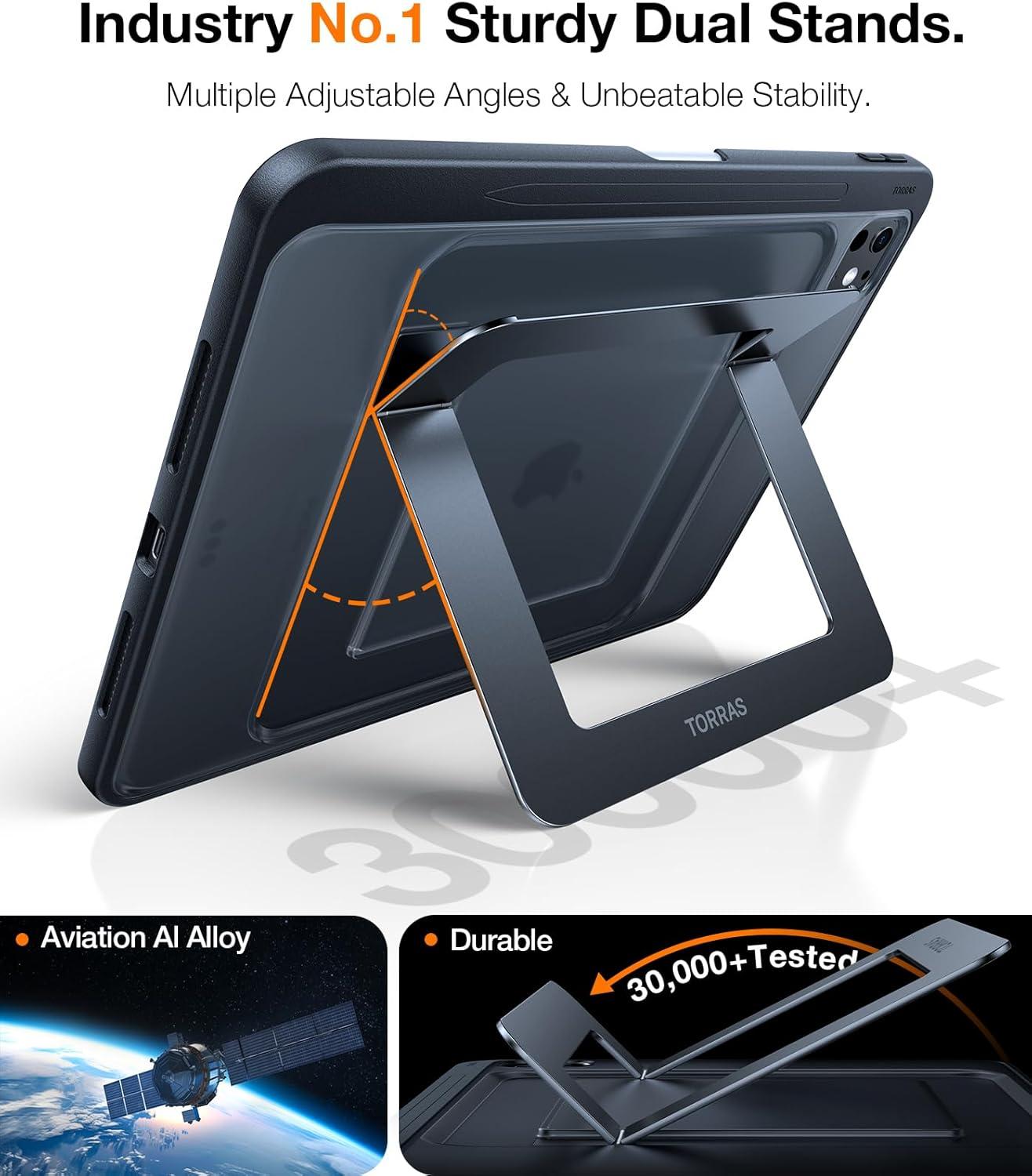 imageTORRAS Ostand K1 Guardian for iPad Pro 129 inch Case 2022 M2 amp 2021 M1 Ultra Stable Stand Multiple Adjustable Viewing Angles Slim Protective Kickstand iPad Pro 129 Case with Pencil Holder BlackBlack
