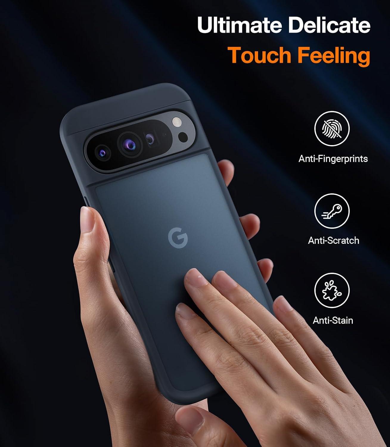 imageTORRAS Shockproof for Google Pixel 9 Pro XL Case 16Ft Military Grade Drop Tested Translucent Slim Protective AntiScratch AntiFingerprint Phone Case for Pixel 9 Pro XL BlackBlack