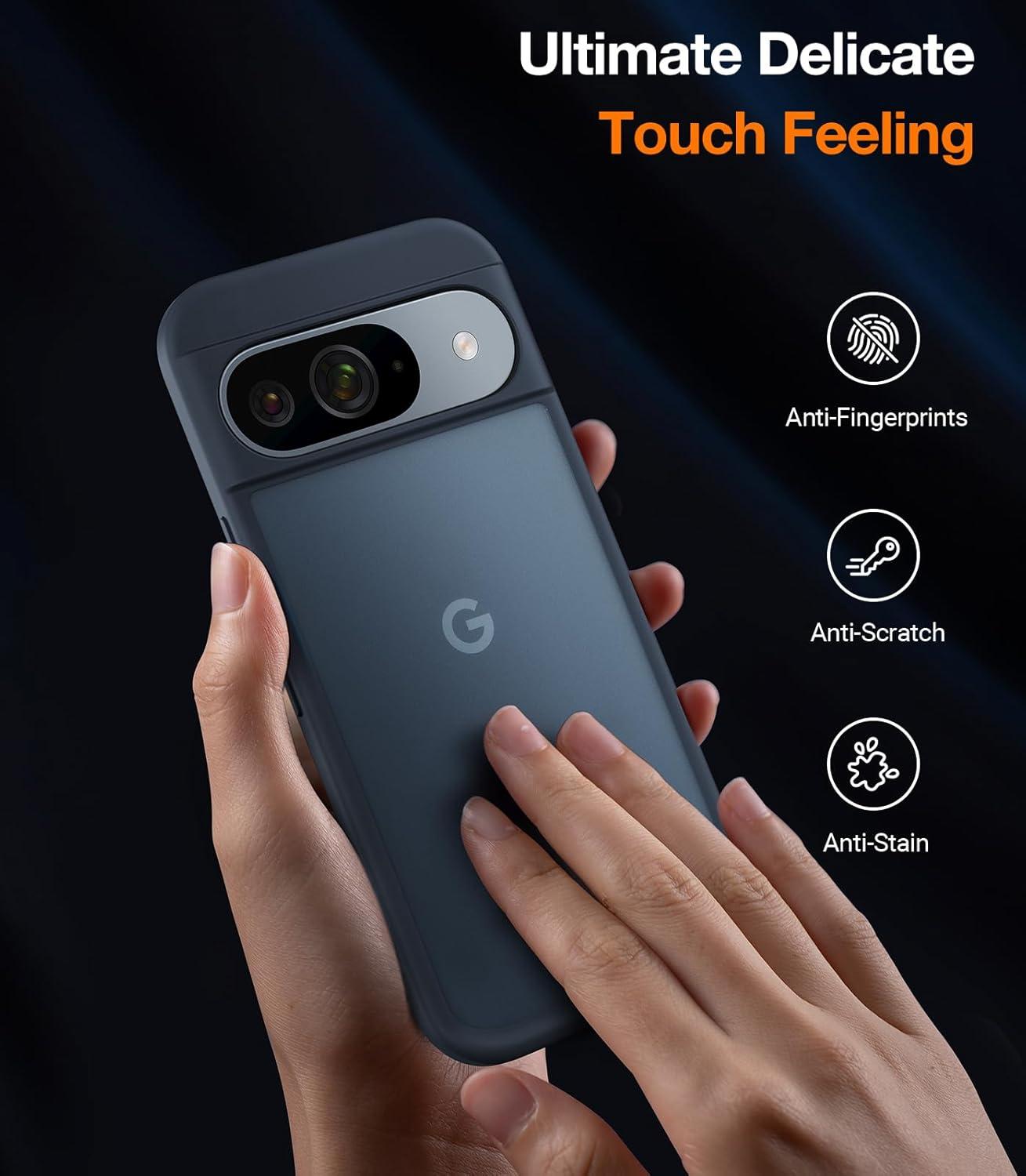 imageTORRAS Shockproof for Google Pixel 9 Pro XL Case 16Ft Military Grade Drop Tested Translucent Slim Protective AntiScratch AntiFingerprint Phone Case for Pixel 9 Pro XL BlackBlack