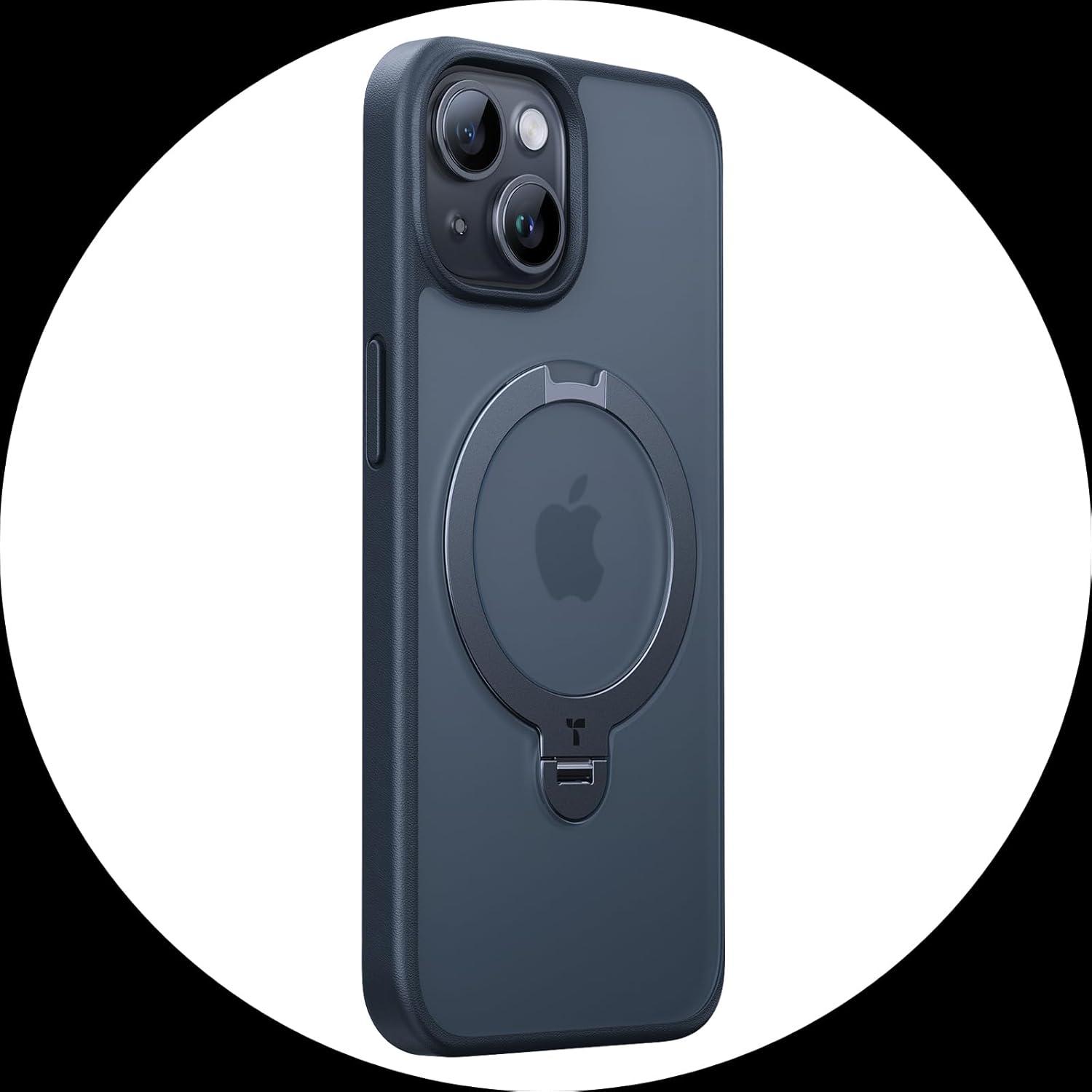 imageTORRAS Upgraded 360Spin Magnetic Stand for iPhone 15 CaseiPhone 14 Case Fit for MagSafe with Stand amp Ring Holder 12FT MilGrade Protection Translucent Slim Phone Case for iPhone 15 Ostand Black