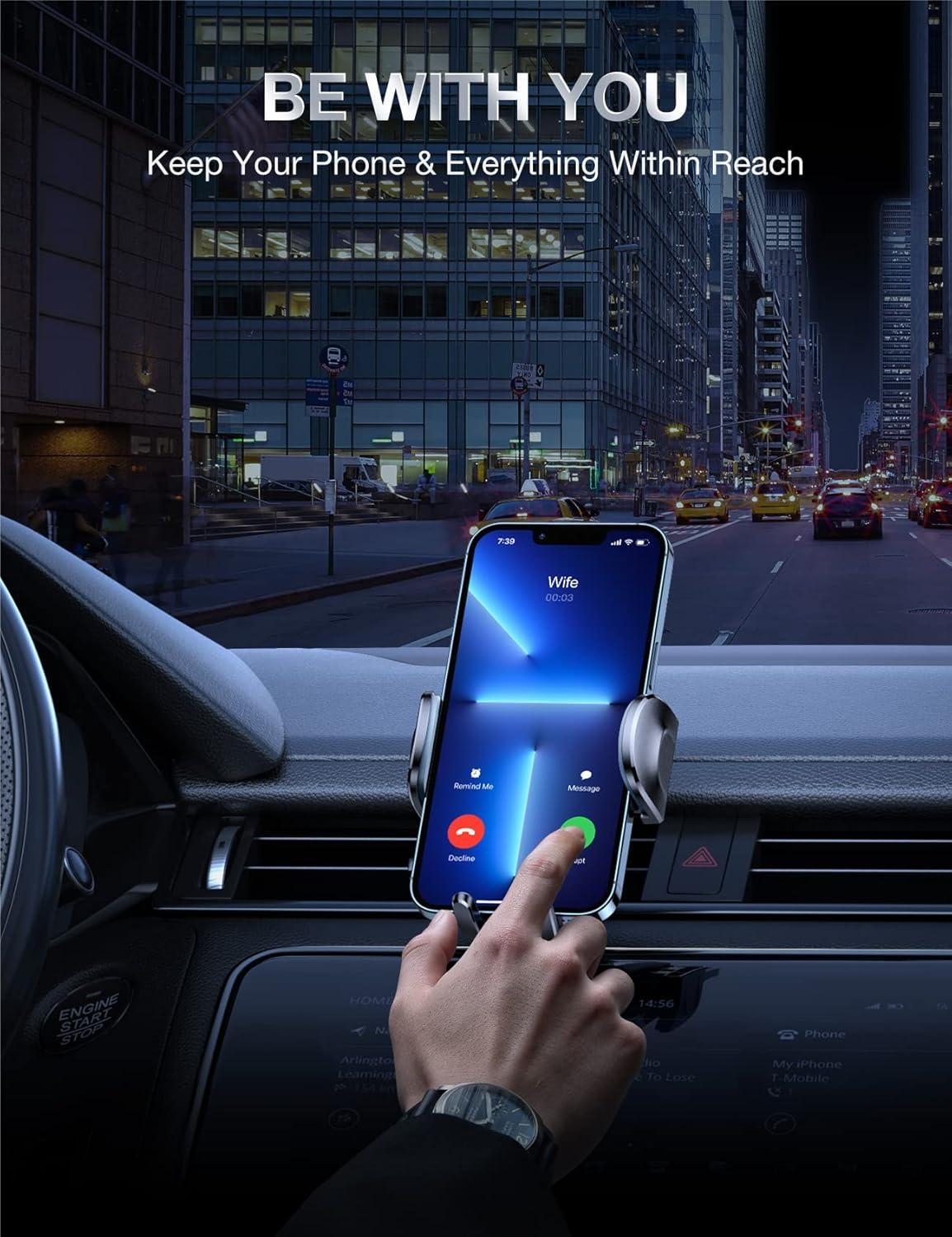 imageTORRASDeepest Clamp Car Vent Phone Mount Real Thick Case Perfect Cell Phone Holder Car NonSlip Silicone Steel Air Vent Clip Car Holder for iPhone 16 15 14 13 Pro Max Samsung Galaxy S23 Ultra