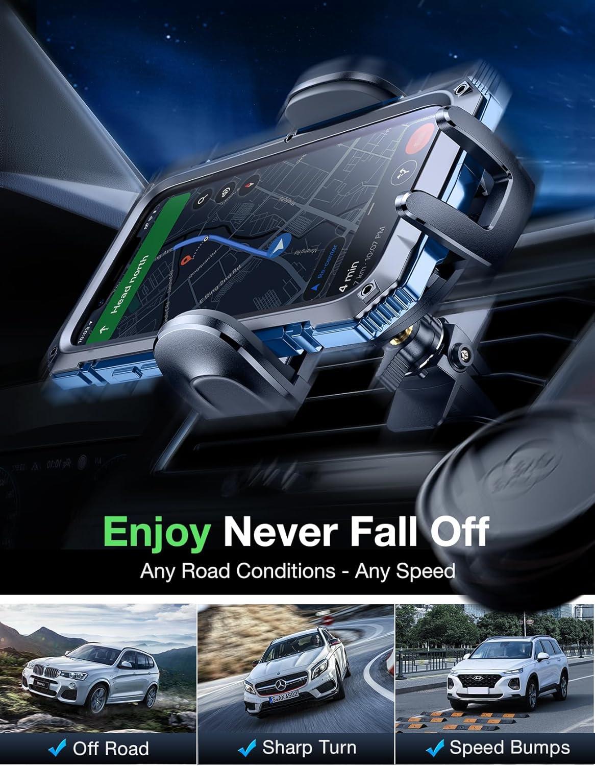 imageTORRASDeepest Clamp Car Vent Phone Mount Real Thick Case Perfect Cell Phone Holder Car NonSlip Silicone Steel Air Vent Clip Car Holder for iPhone 16 15 14 13 Pro Max Samsung Galaxy S23 Ultra