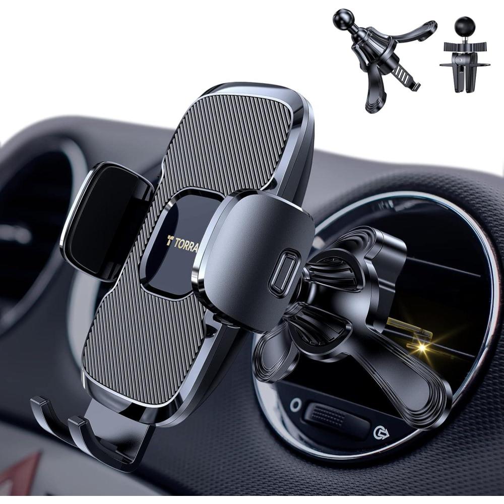 imageTORRAS Phone Holder for Car Upgraded Hook Clip Never Shake Universal Stable Car Phone Mount Air Vent Holder Cradle Case Friendly Fits for iPhone 16 15 14 13 12 Pro Max S23 22Ultra Note 20