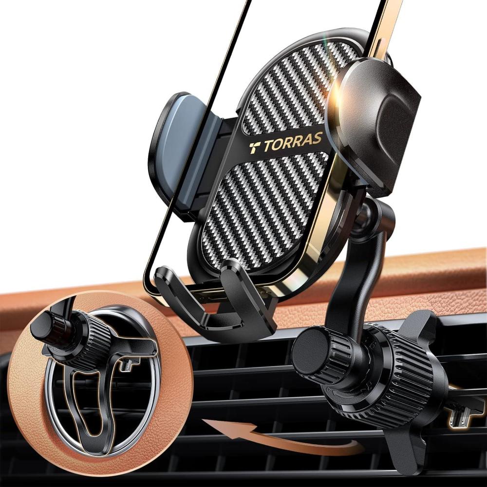 imageTORRAS UltraSturdy Car Vent Phone Mount Enjoy Never Blocking Universal Steel Clip Cell Phone Holder for Car Thick Case Friendly Compatible with iPhone 14 13 Pro Max Samsung 22 ampAll Phone