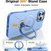 TORRAS 360°Spin Magnetic Stand for iPhone 16 Pro Case, Fit for MagSafe, Built-in Kickstand & Ring Holder, Mil-Grade Protective Soft Edge Hard PC Case for iPhone 16 Pro, Sapphire Blue, 6.3” 2024(Blue)