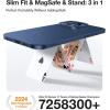 TORRAS Magnetic Slim Fit for iPhone 16 Pro Case with Stand, Compatible with MagSafe, Built-in Stash Stand, Ultra Thin 16 Pro Case, Lightweight Anti-Scratch Matte Hard Phone Case 6.3 inch, Black(Navy Blue)