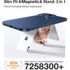 TORRAS Magnetic Slim Fit for iPhone 16 Pro Max Case with Stand, Compatible with MagSafe, Built-in Stash Stand, Thin 16 ProMax Case, Light Anti-Scratch Matte Hard PC 6.9 inch, Desert Titanium(4-Navy blue)